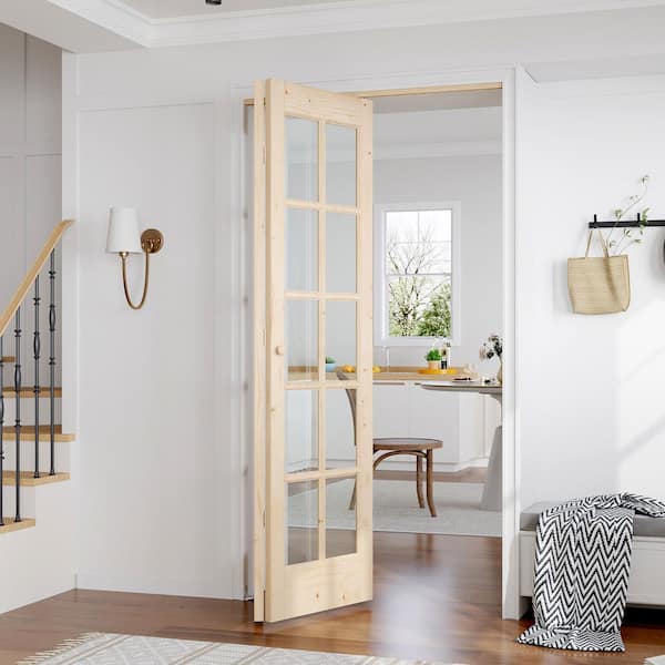 easelife 42 in. x 80 in. Pre Assembled Clear Glass Solid Core Wood