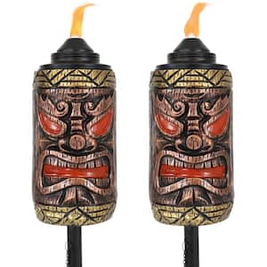 66 in. Resin Tiki Face 3-in-1 Outdoor Torch (2-Pack)