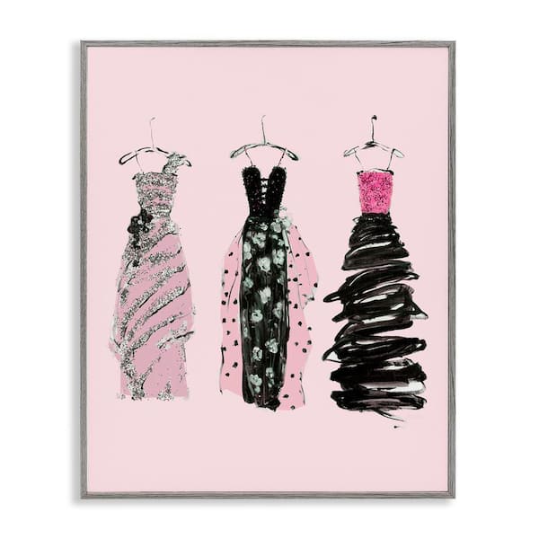 Sally Swatland | Abstract Fashion Gowns Wall Art - Framed Giclee / Gray / 24" x 30"