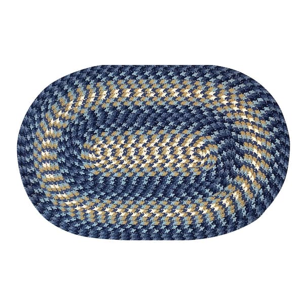 Better Trends Heritage Braid Collection Navy 96" x 120" Oval 100% Polypropylene Reversible Indoor Area Rug