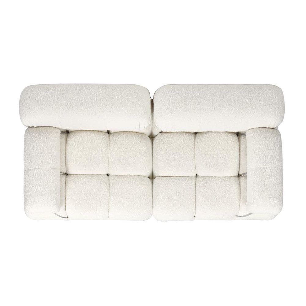 Ivory White Bouclé 72.5" Modular Tufted Loveseat Sofa