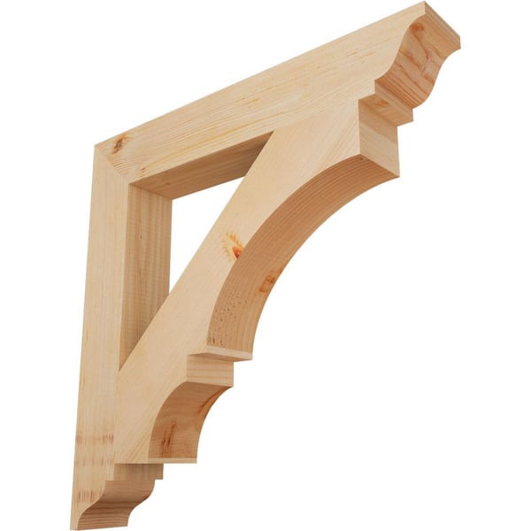 Ekena Millwork 3.5 in. x 26 in. x 26 in. Douglas Fir Balboa Traditional Smooth Bracket