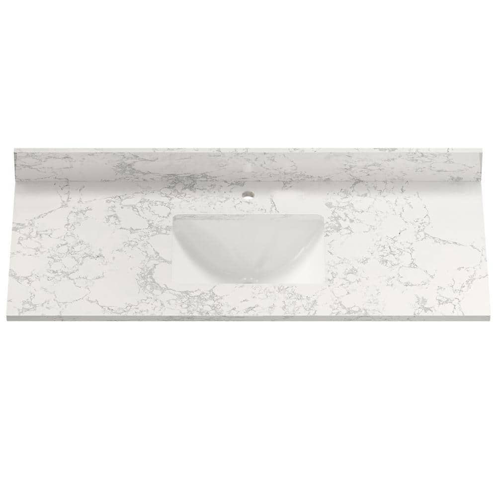 49 in. W x 22 in. D Engineered Stone Composite White Rectangular Single Sin