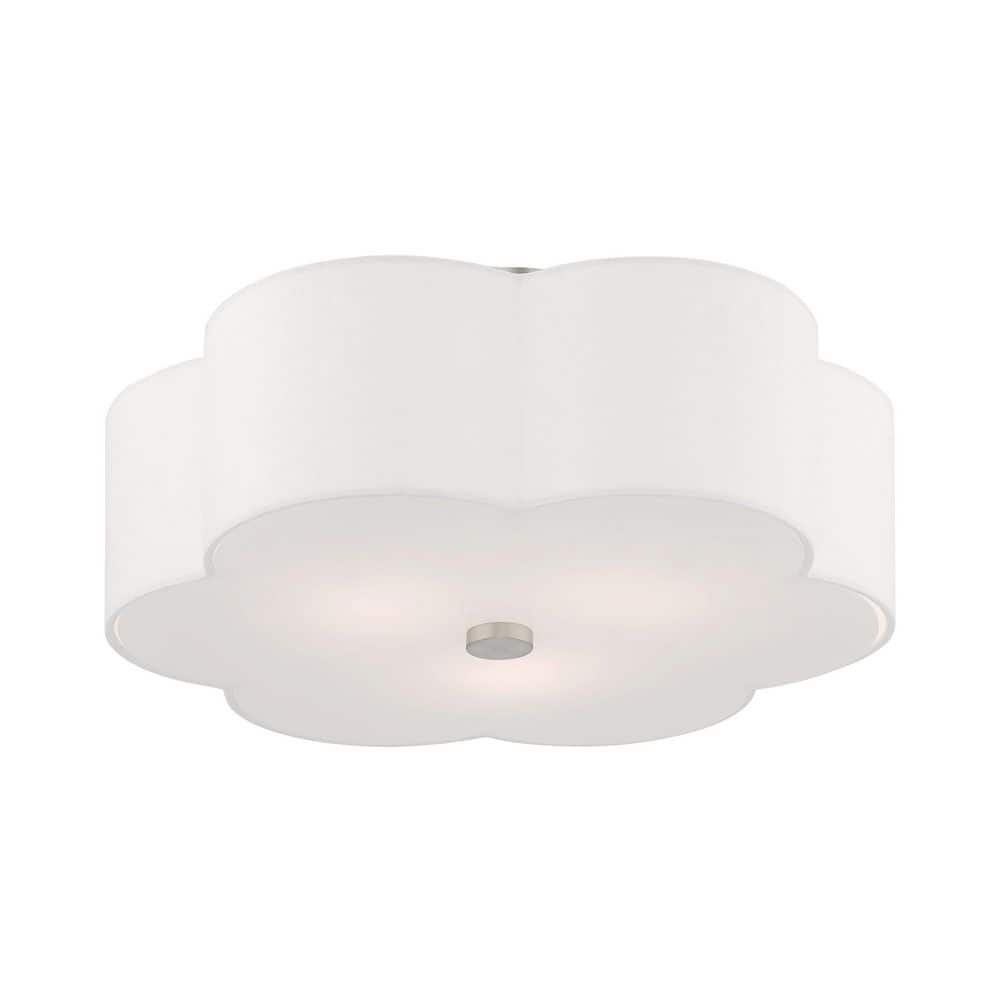 Chelsea Brushed Nickel 3-Light Flush Mount with Fabric Shade