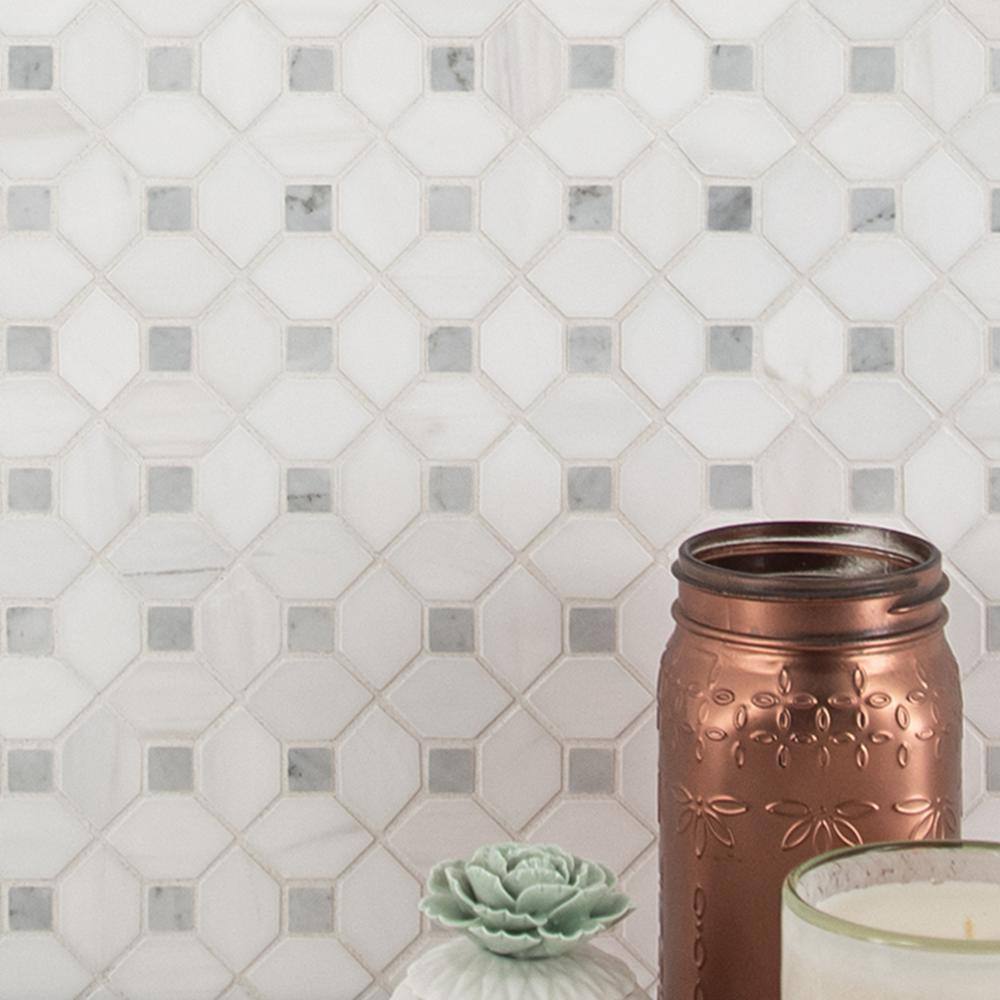 Bianco Dolomite Polished Marble 12x12 Mosaic Tile