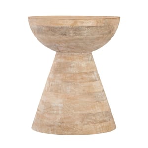 Beryl 15 in. Whitewash Round Wood Accent Table