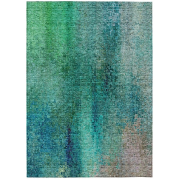 Chantille Machine Washable Indoor/Outdoor Abstract ACN2241 Teal 2 ft. 6 in. x 3 ft. 10 in. Area Rug