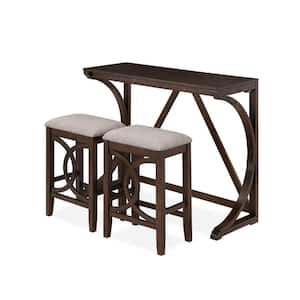 Modern Style 18 in. Brown Wooden Trestle Base Dining Table Set (Seats 2)