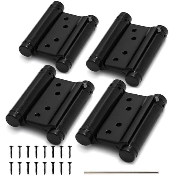 4-Pack 3 in. Double Action Door Hinges, Commercial Grade Stainless Steel Self Closing Door Hinges for Cafe, Bar, Black