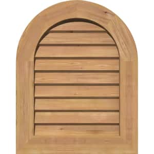 19 in. x 21 in. Round Top Unfinished Smooth Western Red Cedar Wood Built-in Screen Gable Louver Vent