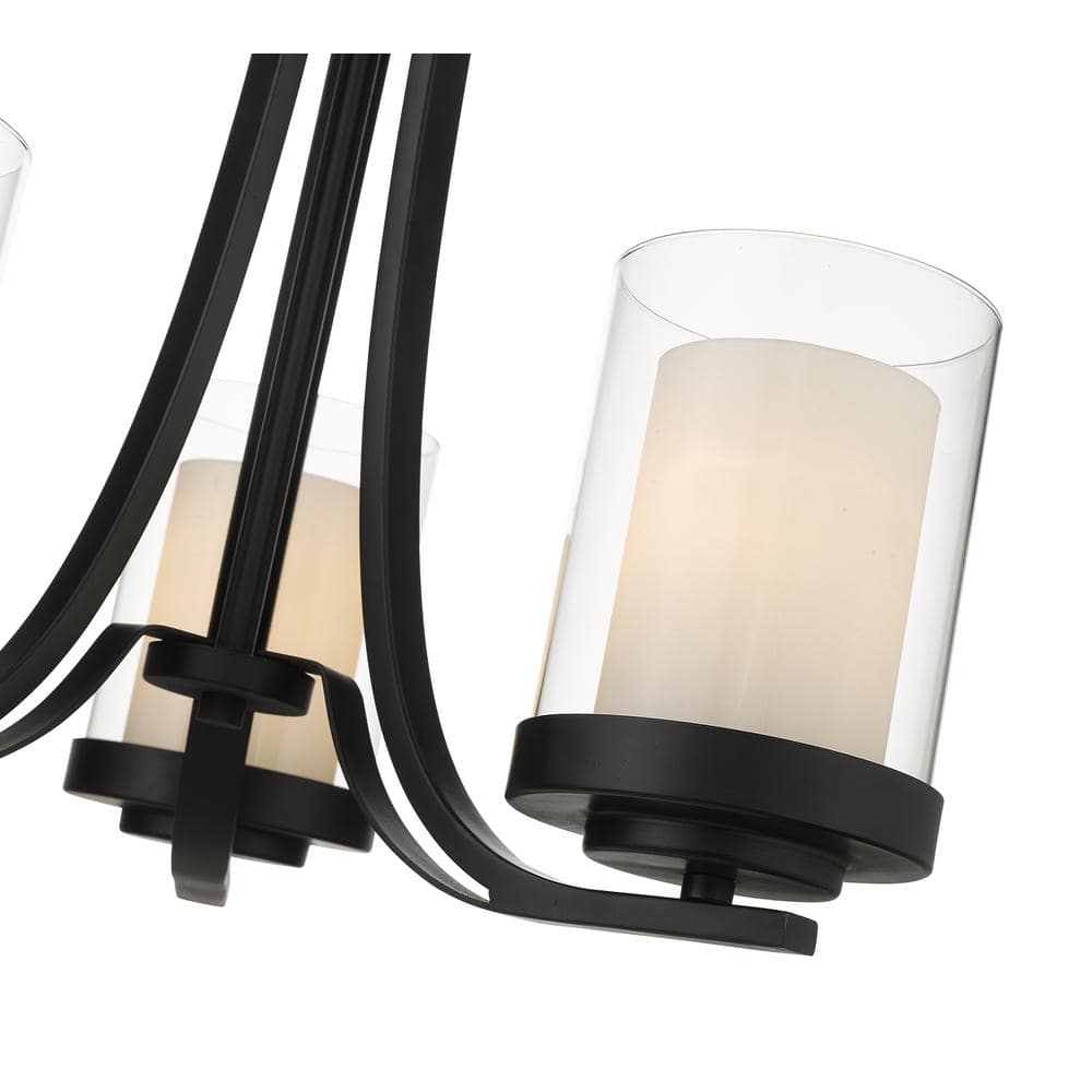 Willow Matte Black 3-Light Chandelier with White Glass Shades
