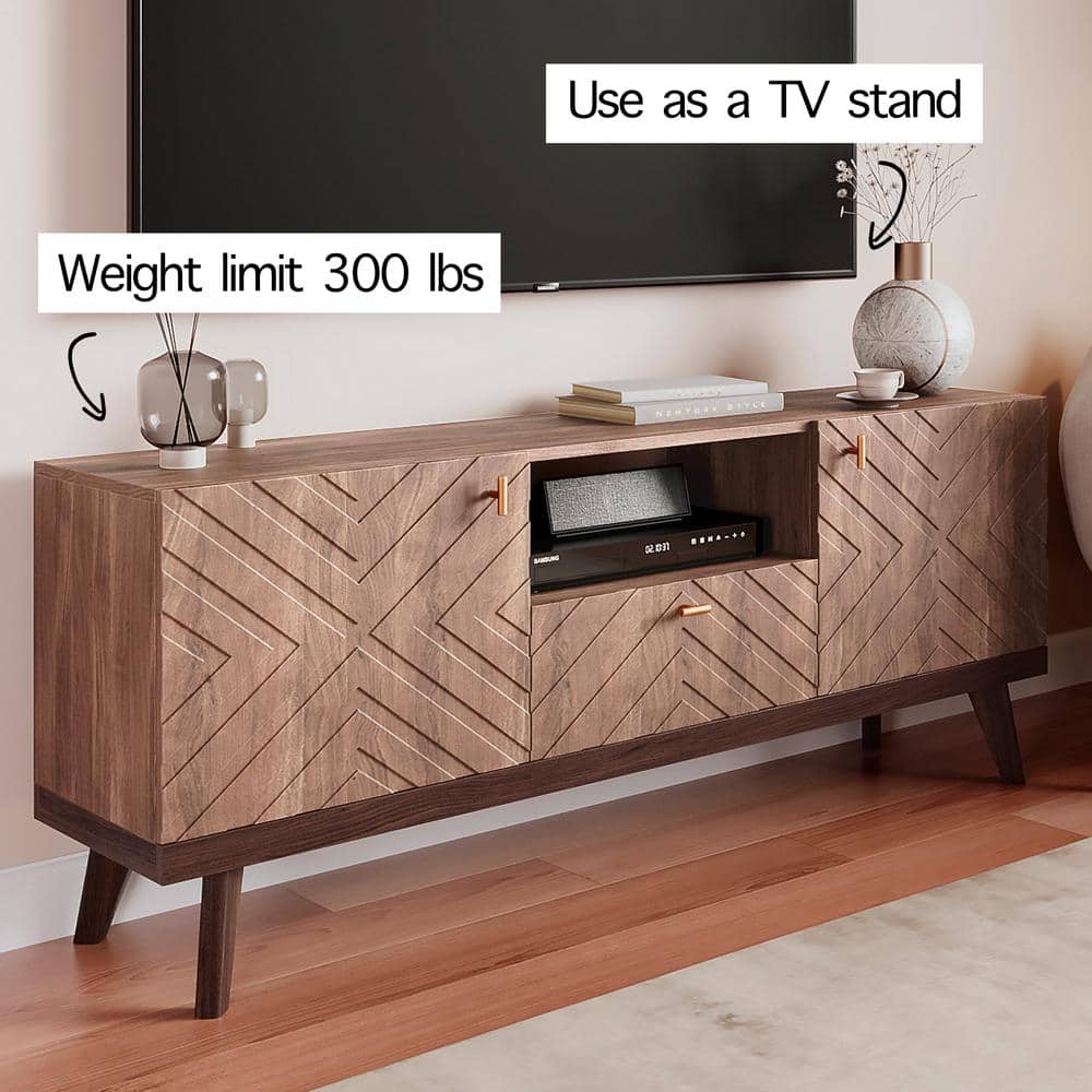 Alba 59'' Brown Laminate TV Stand with Cabinet