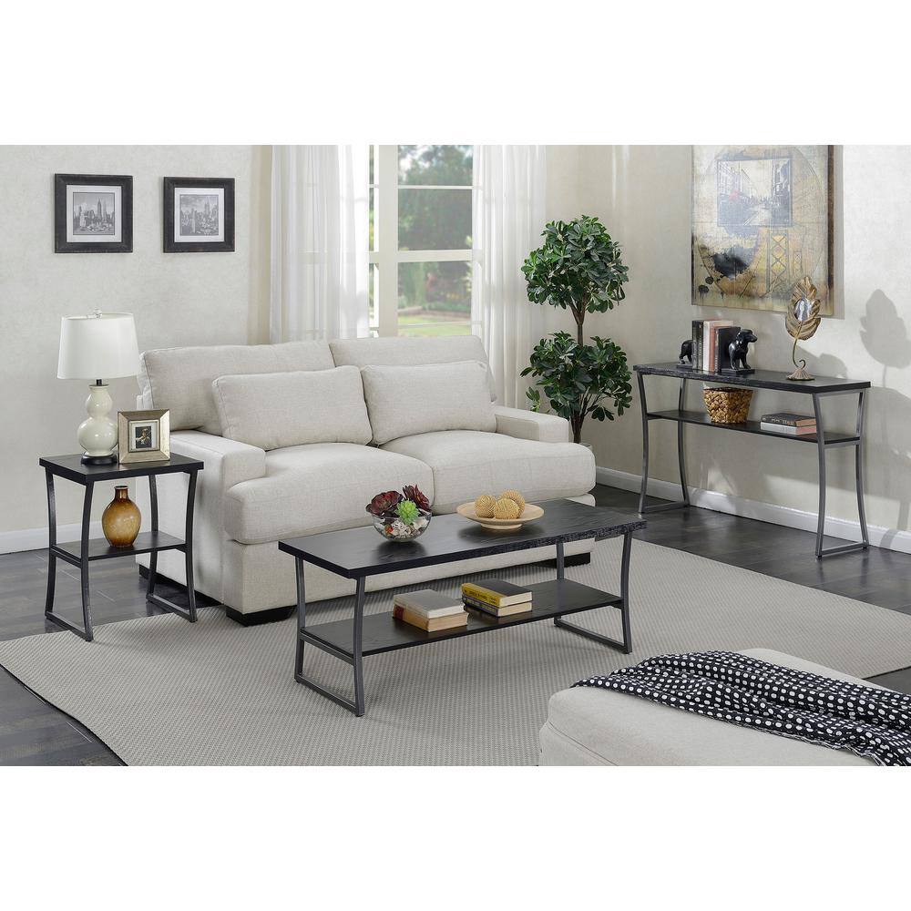X-Calibur Black Woodgrain Console Table with Storage