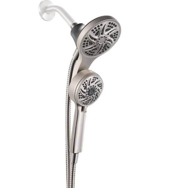 High Pressure Dual Shower Heads 6-Sprays Wall Mount Handheld Shower Head 2.5 GPM in Brushed Nickel