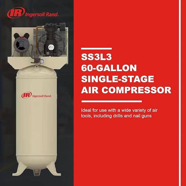 Ingersoll Rand - 60 Gal, 3 HP Single Stage Stationary Electric Compressor