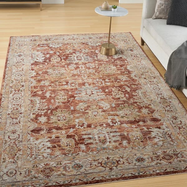Sahar Rust 8 ft. x 10 ft. Floral Vintage Traditional Area Rug