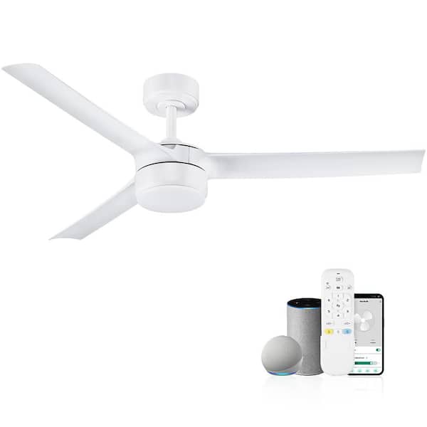 REDIAMS 52 in. Smart Indoor/Outdoor White Ceiling Fans with LED Lights and Remote, Quiet DC Motor, Controlled by WIFI Alexa App