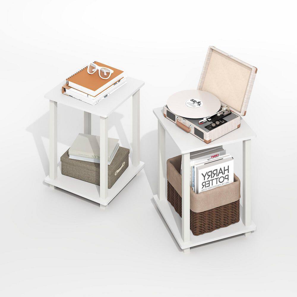 Simplistic15. 75 in. Plain White/White Square Wood End Table