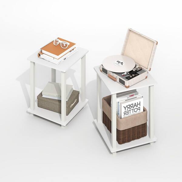 Simplistic15. 75 in. Plain White/White Square Wood End Table