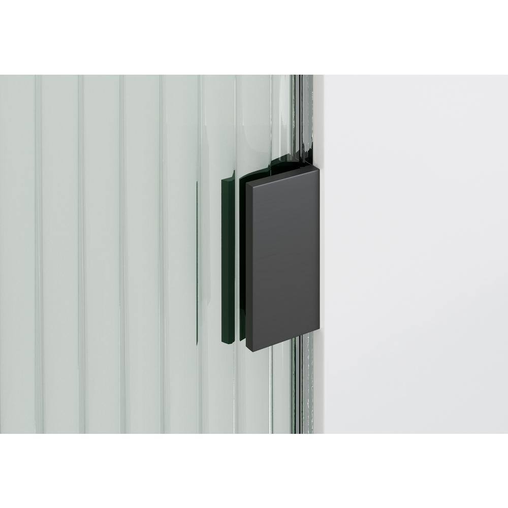 Maven 28 in. Matte Black Frameless Fluted Glass Shower Panel