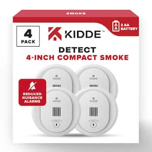 Compact 4 Pack Battery Powered 4 in Smoke Detector with Alarm LED Warning Light