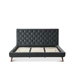 Alonzo Gray Solid Wood Frame King Size Platform Bed