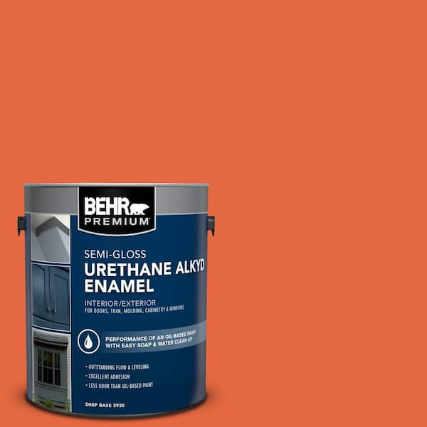 BEHR PREMIUM 1 gal. #P190-6 Emergency Zone Urethane Alkyd Semi-Gloss Enamel Interior/Exterior Paint