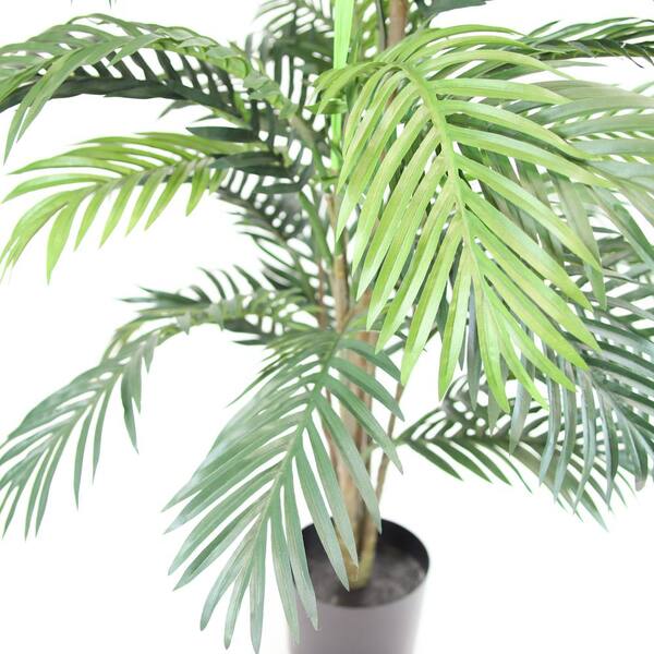 48 In Artificial Green Areca Palm Tree In Black Drop In Pot Ypt01004 The Home Depot