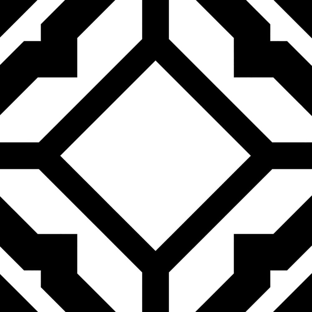 Enchanted Black and White 8" x 8" Glazed Porcelain Tile