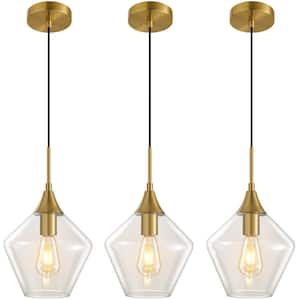 3-Light Dimmable Gold Chandelier with Glass Shade and Height Adjustable, Pendant Lighting for Kitchen Island