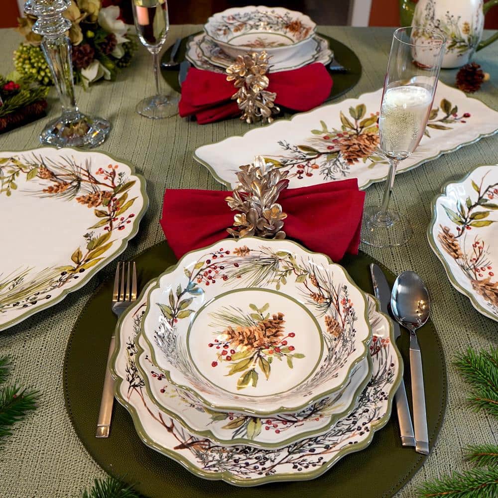 Perlette Red 12-Piece Melamine Holiday Dinnerware Set