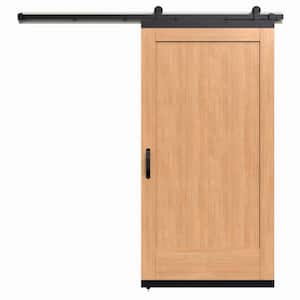 42 in. x 80 in. Karona 1 Panel Clear Stained Rift White Oak Wood Sliding Barn Door with Hardware Kit