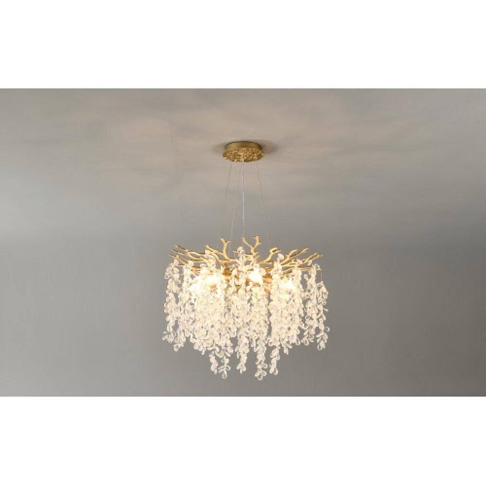 Linka 6-Light Gold Grape Crystal Modern Farmhouse Chandelier for Dining Room and Kitchen Island with No Bulbs Included price history on PriceWatchPro
