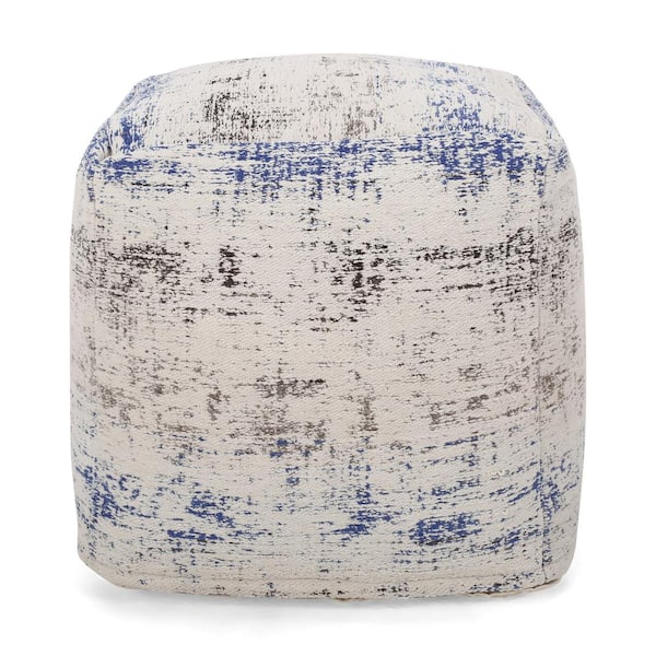 Noble House Colane Multicolor Fabric Cube Pouf