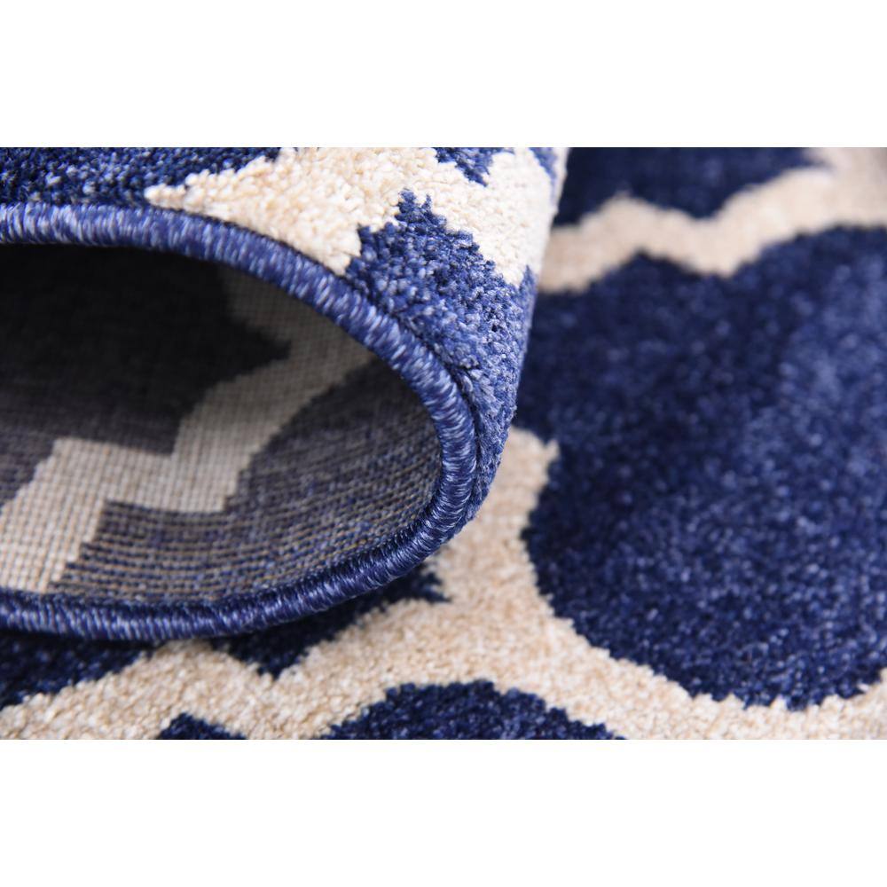 Elegant Dark Blue Trellis 4' x 6' Synthetic Easy-Care Area Rug