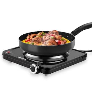 Single Burner 7 in. Stainless Steel Hot Plate in Black, 1500W Portable Electric Stove, Electirc Cooktop for Cooking