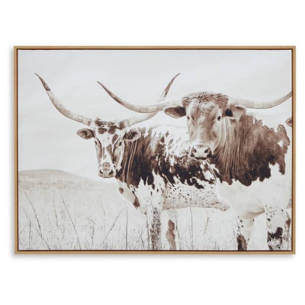 Signature DESIGN BY ASHLEY Griffner Framed Longhorn Cows Art Print 36 in. x 48 in.