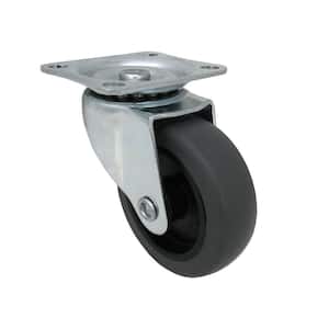 3 in. Gray Rubber Like TPR and Steel Swivel Plate Caster with 175 lb. Load Rating