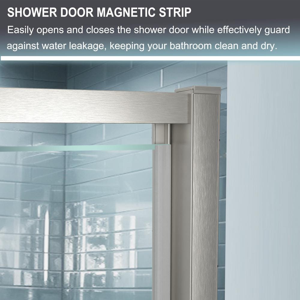 42 in. Brushed Nickel Semi-Frameless Pivot Shower Door