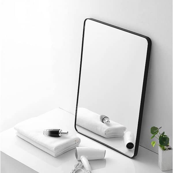 Unbranded 24 in. W x 30 in. H Rectangular Aluminum Framed Wall Bathroom Vanity Mirror in Black