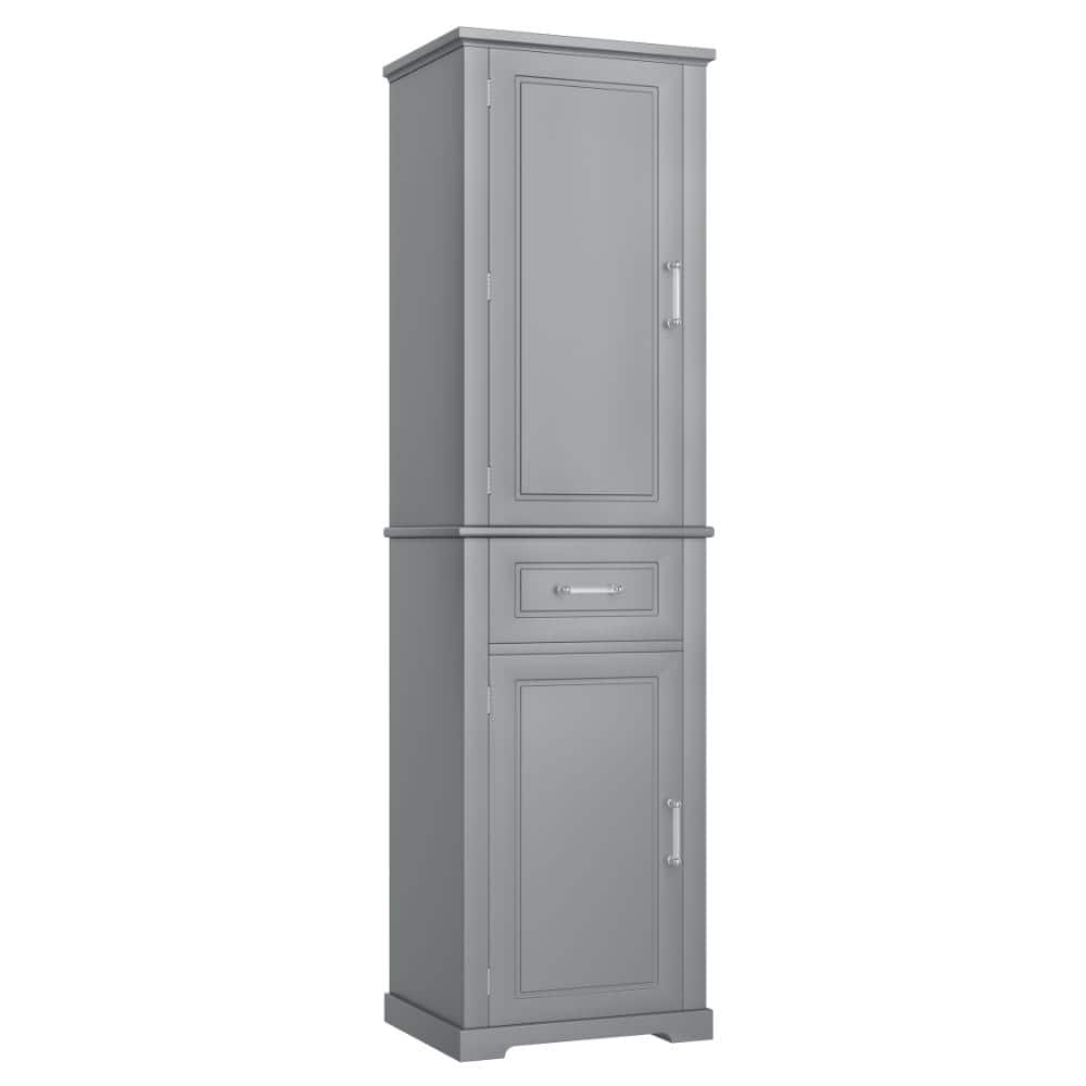 20 in. W x 15.8 in. D x 72.1 in. H Gray Linen Cabinet with Adjustable Shelf