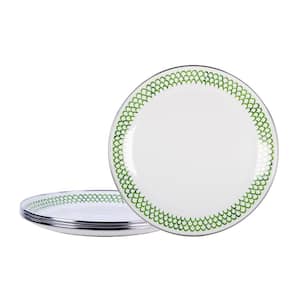 10.5 in. Green Scallops Enamelware Round Dinner Plate Set of 4