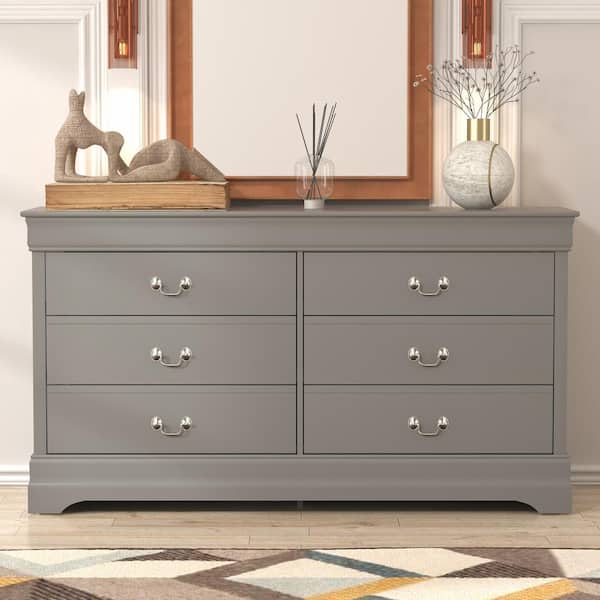 GALANO Ireton 6-Drawer Gray Dresser with Ultra Fast Assembly (32.0 in ...