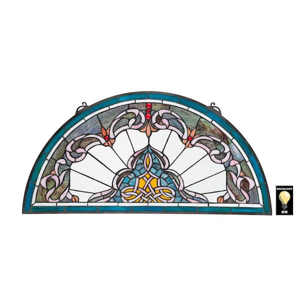 Design Toscano Lady Astor Demi-Lune Stained Glass Window Panel