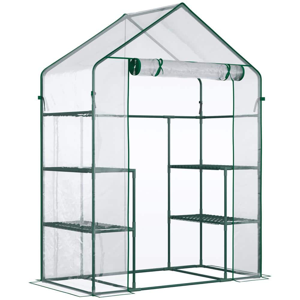 4.7ft. x 2.4ft. x 6.4ft. Walk-in Greenhouse Kit, Portable Crop Cage with 3 Tier Shleves, Roll-Up Door -Clear price history on PriceWatchPro