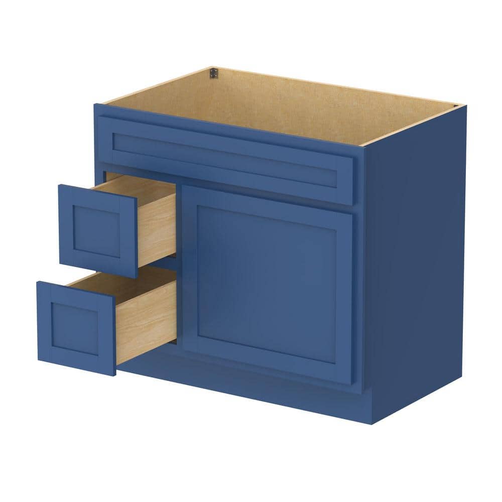 Blue 36" Shaker Style Single Bathroom Vanity Base