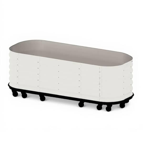 94.5 in. x 23.6 in. x 19.7 in. Galvanized Steel Self-Watering Raised Garden Bed in Beige with Water Reservoir and Wheels
