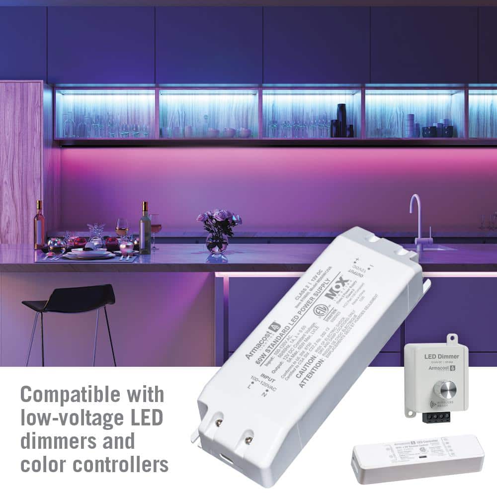 White 60-Watt 12-Volt LED Power Supply Transformer