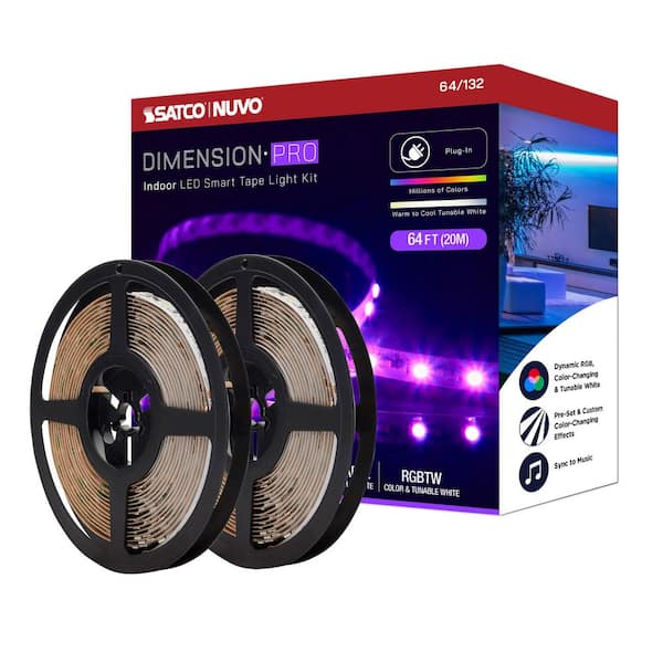 Dimension Pro Indoor 64 ft. Plug-In 68W Dimmable Cuttable Color Changing, Tunable White Integrated LED Strip Light Tape