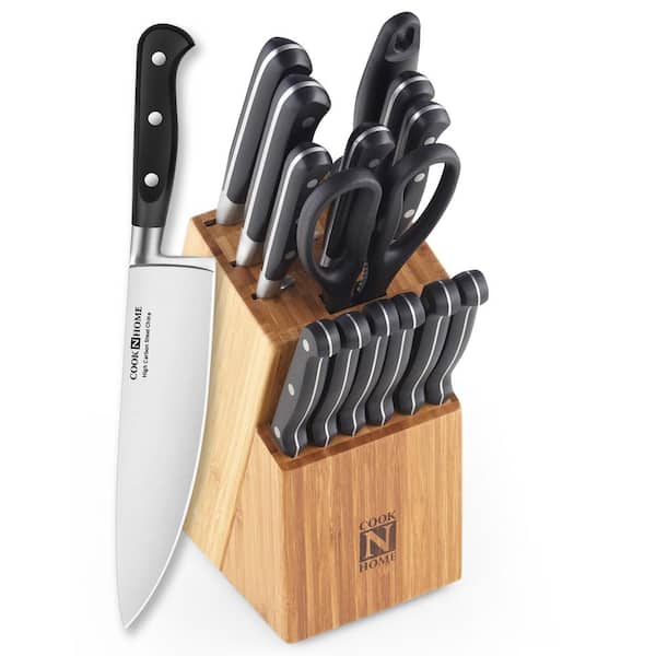Aoibox 15-Piece Stainless Steel Chef Knife Set Kitchen Knife Set with Oak Knife  Block and Manual Sharpener SNMX4873 - The Home Depot